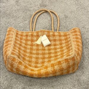 Yellow golden Mathilde Woven Tote Bag - brand new